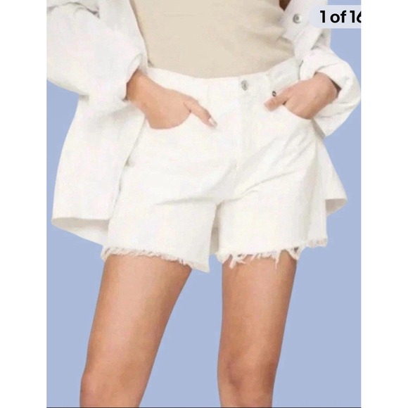 Agolde Parker Long Shorts Loose Fit Panna Organic Cotton Womens Size 24 - Picture 1 of 16